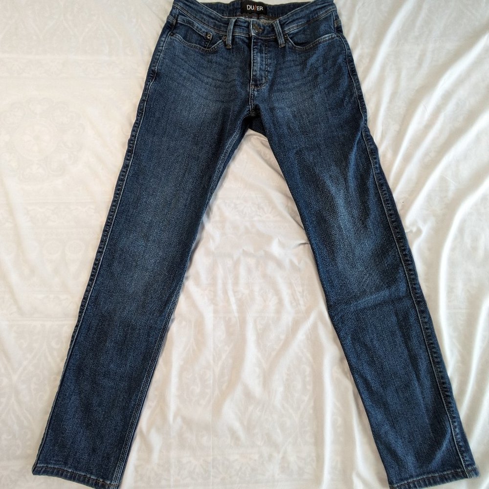 Men's Light Wash Slim Fit Fleece Stretch Jeans - Duer Fireside Denim - 31